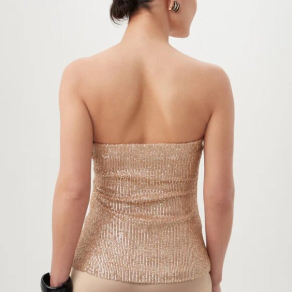 Trina Turk 'Fetching' Strapless Stretch Sequin Top, Gold - Picture 3 of 3